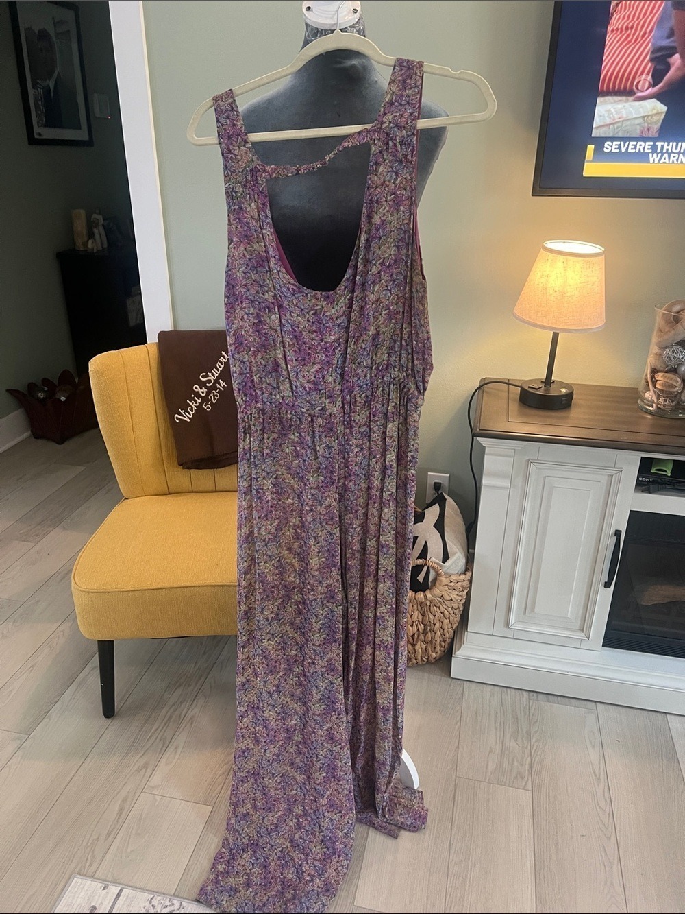 Tigerlily Purple Floral Jumpsuit with Mauve Lining - Picture 2 of 9